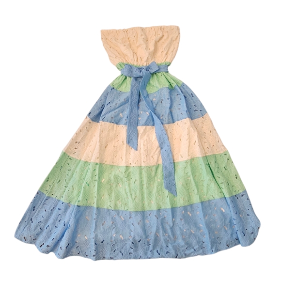 NewWOT Flying Tomato Strapless Midi Dress Cream, Blue & Green Stripes - Small - Picture 6 of 16